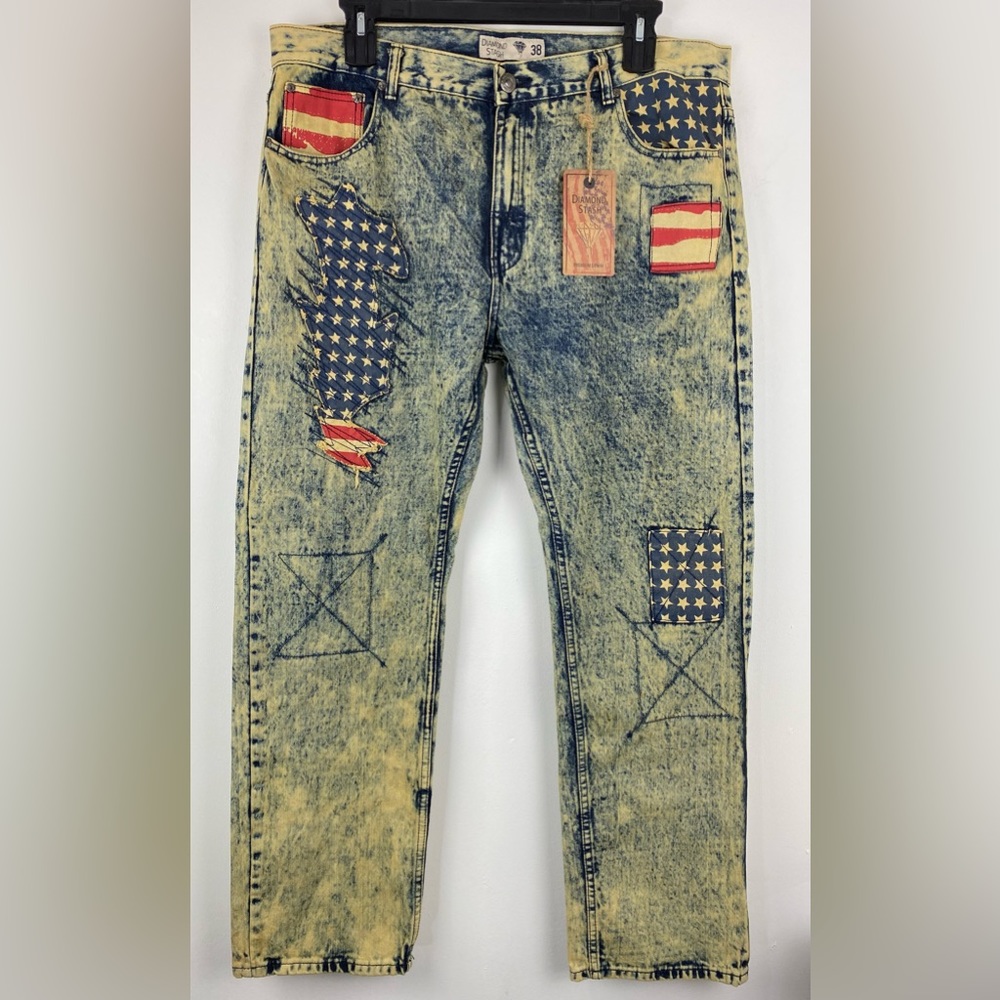 Diamond Stash size Large/38 Men’s Sahara American Flag Jacket Vest & Jeans - Picture 8 of 16